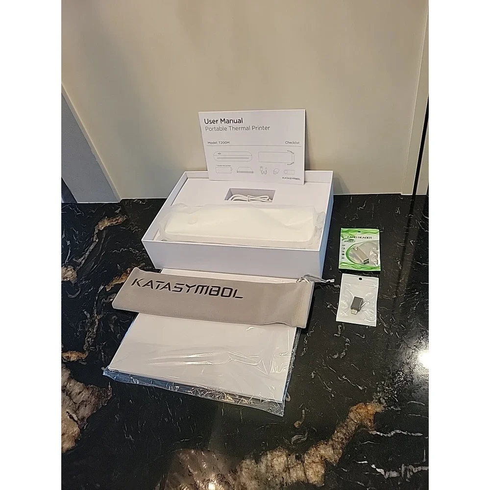Katasymbol Portable Thermal Printer, Model T200M w/Labels, Carrying Pouch